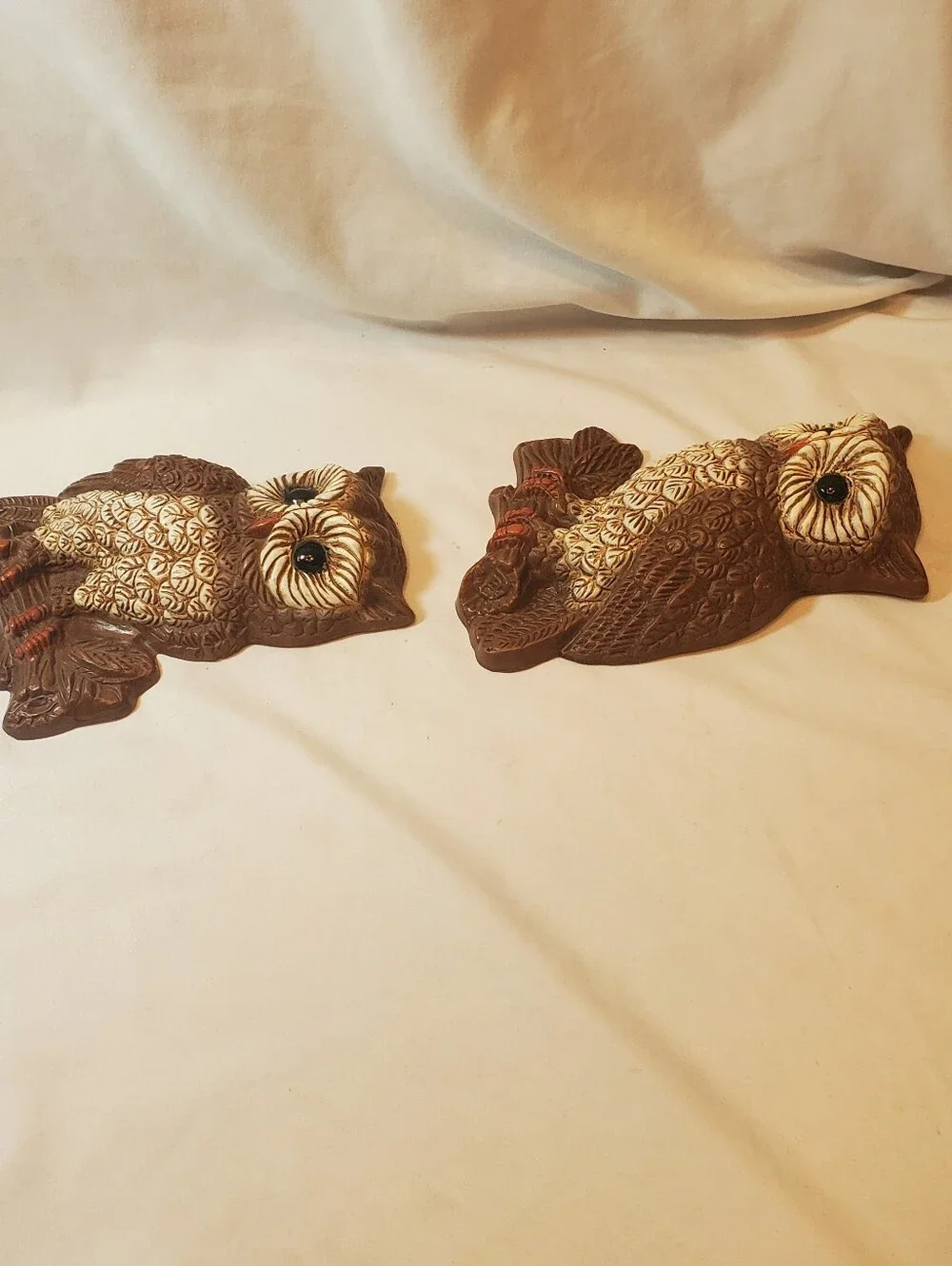 Homco Vtg 1970's Brown Foam Owl Wall Hangings Rustic Wall Decor. Set Of 2